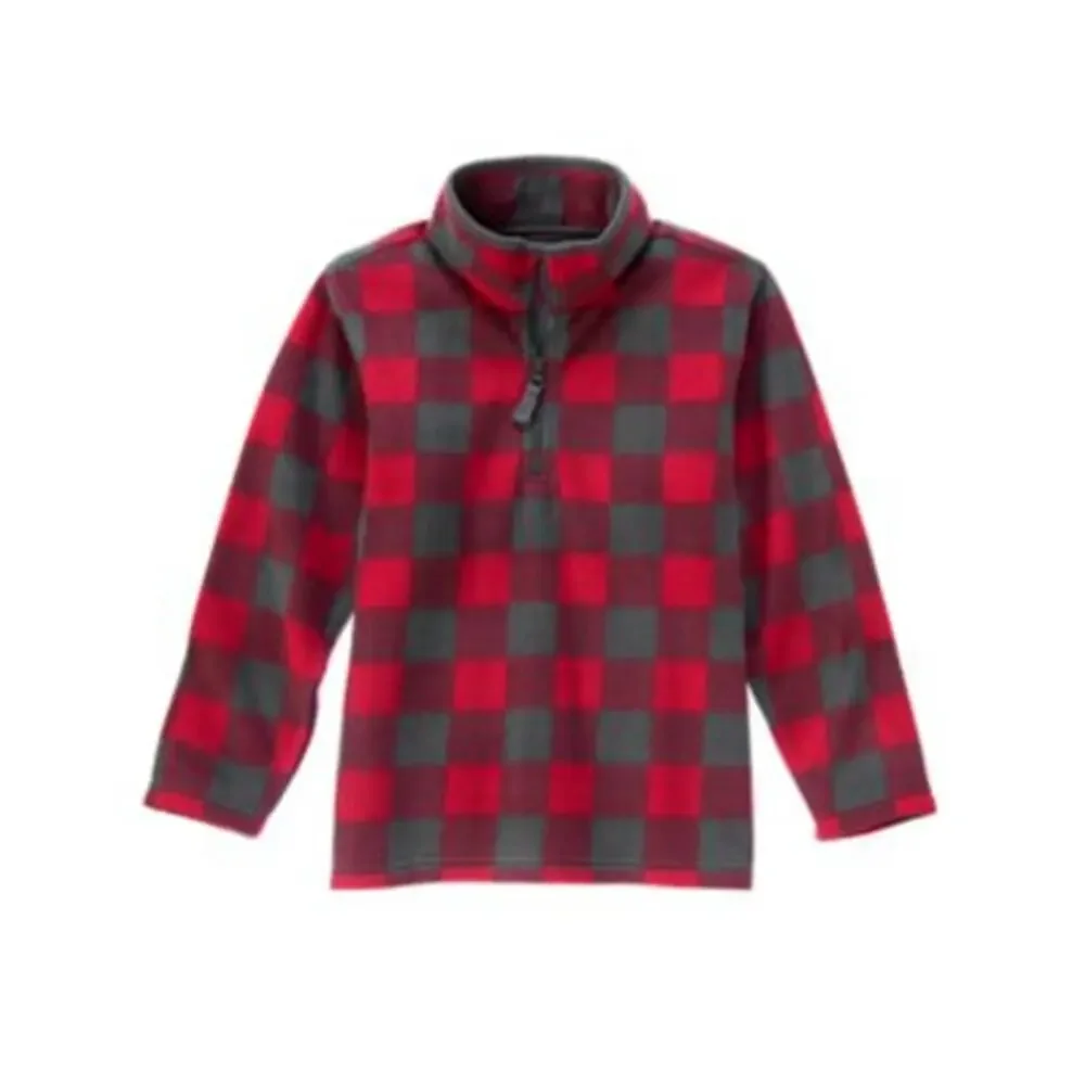 Gymboree Boy Pullover 10 12 Mix n Match Gray Red Buffalo Check Fleece Sweatshirt